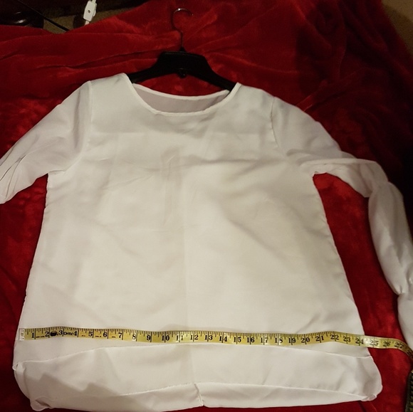 NWT White Dip Hem Long Tail Blouse - Picture 6 of 8